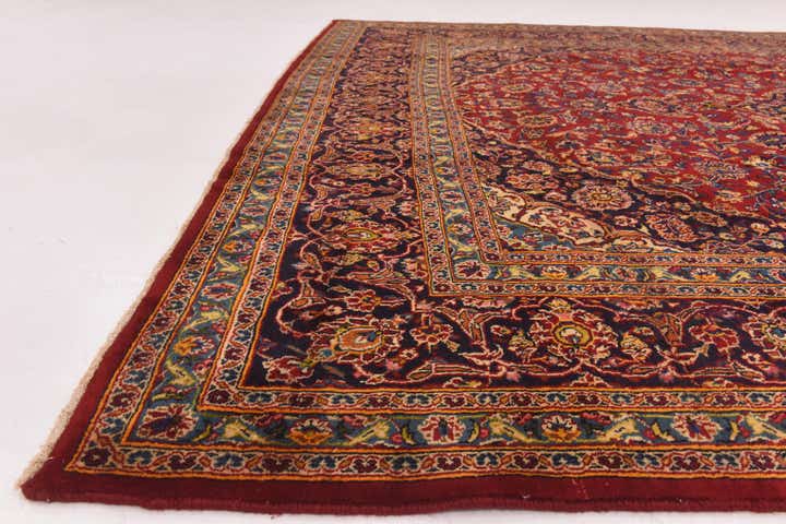 9' 8 x 12' 10 Hand Knotted Mashad Persian Wool Rug