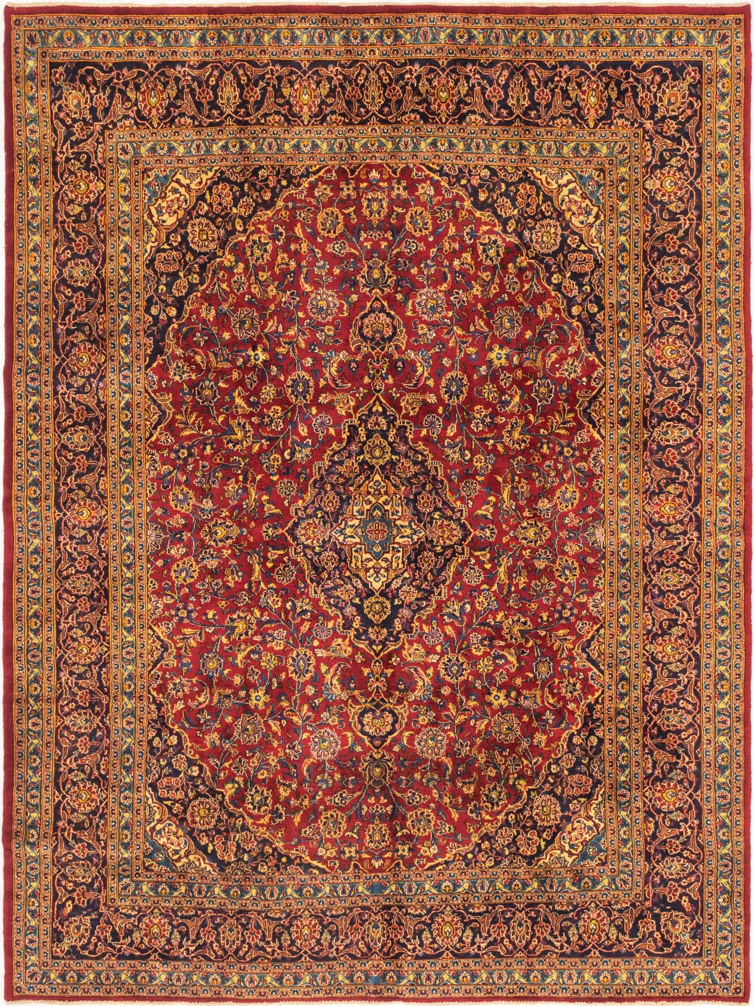 9' 8 x 12' 10 Hand Knotted Mashad Persian Wool Rug