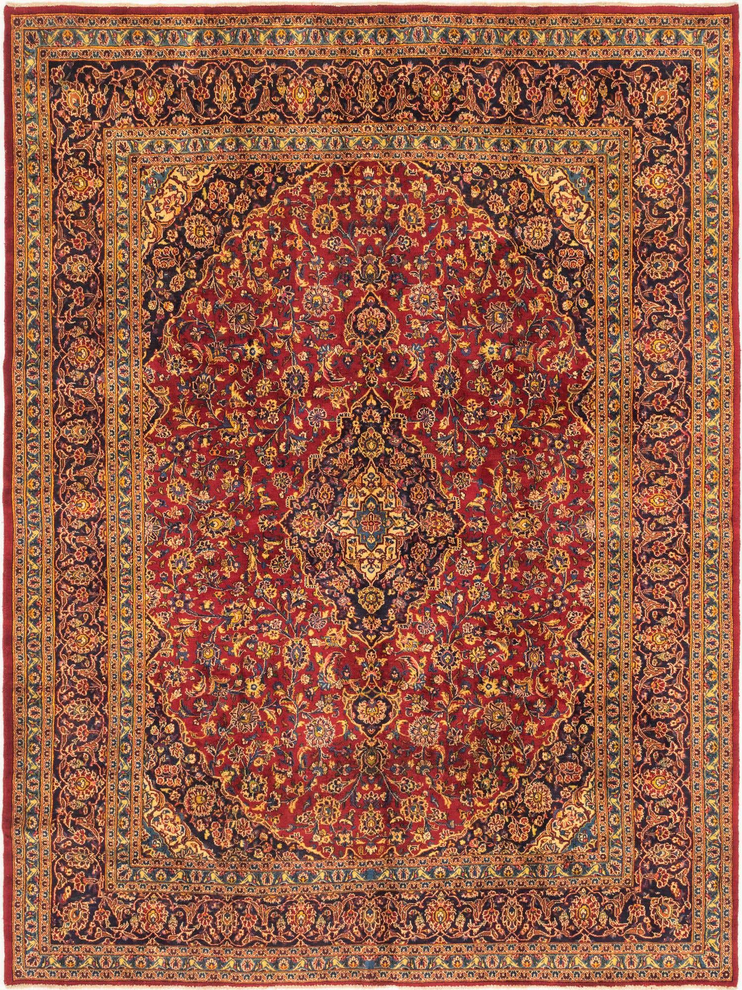 9' 8 x 12' 10 Hand Knotted Mashad Persian Wool Rug