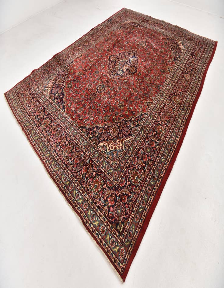 Detail image of 9' 8 x 13' Hand Knotted Mashad Persian Wool Rug