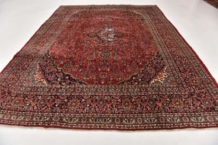 9' 8 x 13' Hand Knotted Mashad Persian Wool Rug