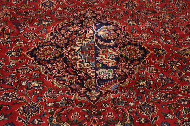 9' 8 x 13' Hand Knotted Mashad Persian Wool Rug