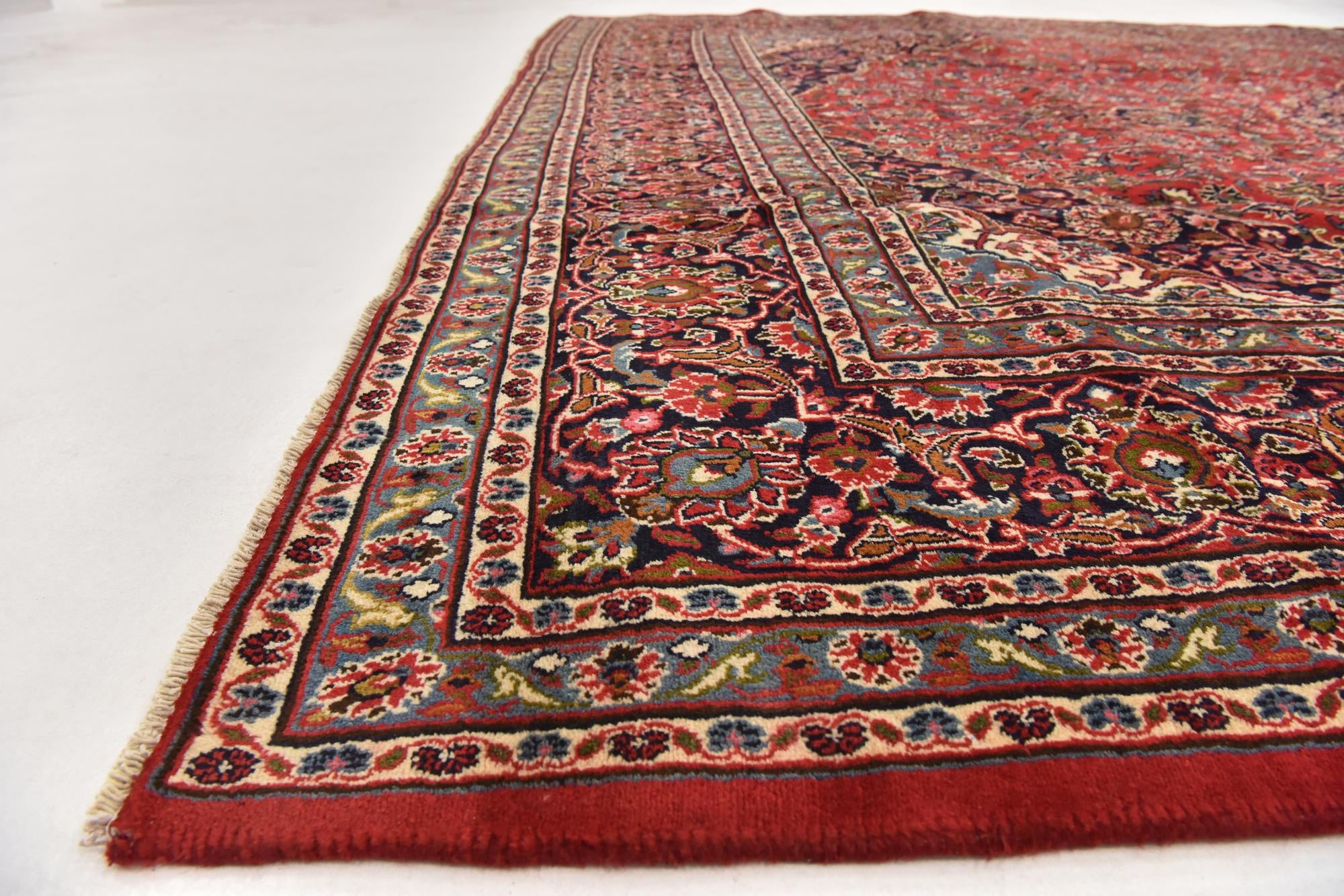 9' 8 x 13' Hand Knotted Mashad Persian Wool Rug