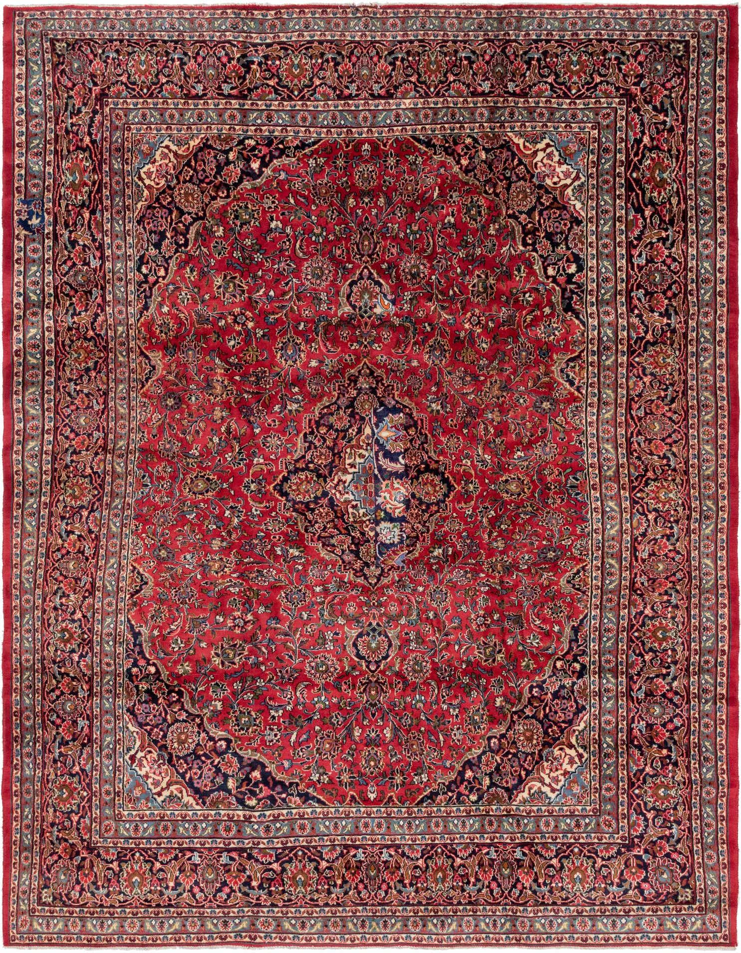 9' 8 x 13' Hand Knotted Mashad Persian Wool Rug