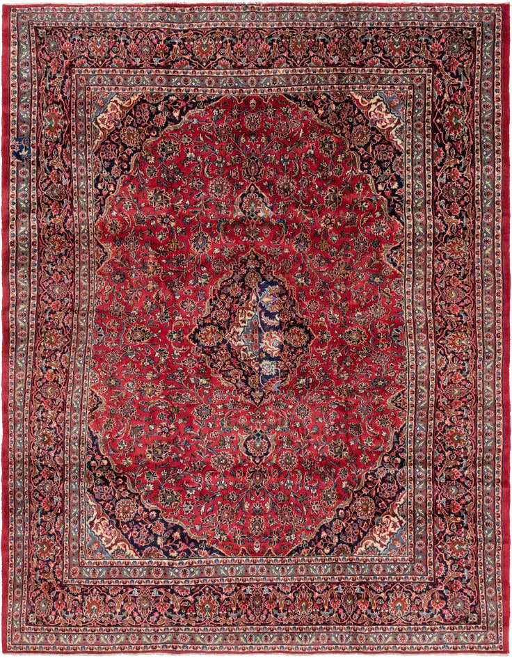 Detail image of 9' 8 x 13' Hand Knotted Mashad Persian Wool Rug
