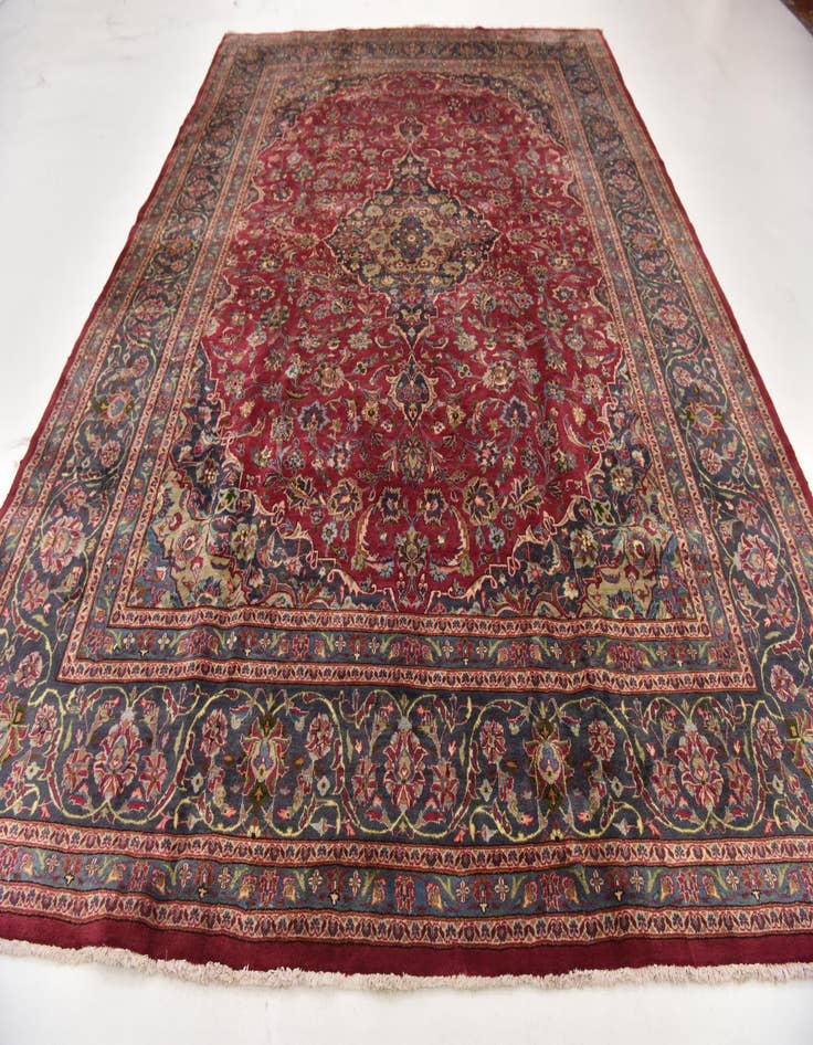 Detail image of 10' x 12' 9  Hand Knotted Mashad Persian Wool Rug