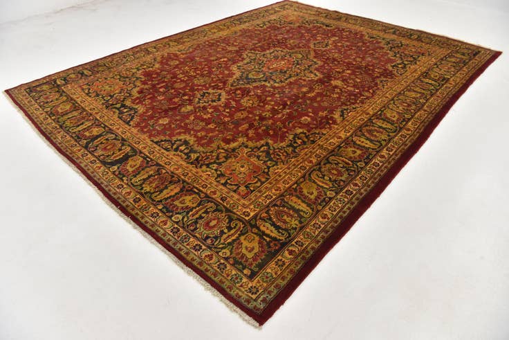 Detail image of 9' 10 x 12' 9 Hand Knotted Mashad Persian Wool Rug