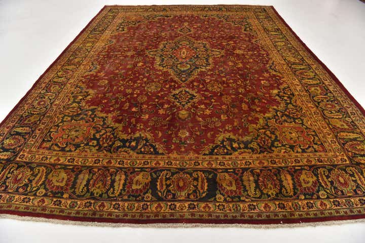 9' 10 x 12' 9 Hand Knotted Mashad Persian Wool Rug