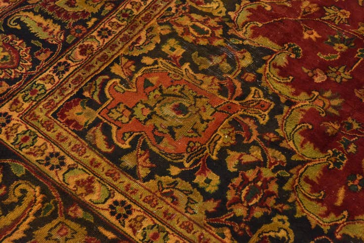 Detail image of 9' 10 x 12' 9 Hand Knotted Mashad Persian Wool Rug