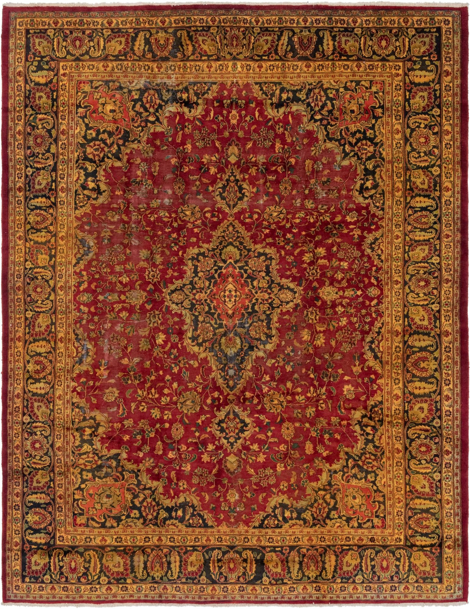 9' 10 x 12' 9 Hand Knotted Mashad Persian Wool Rug