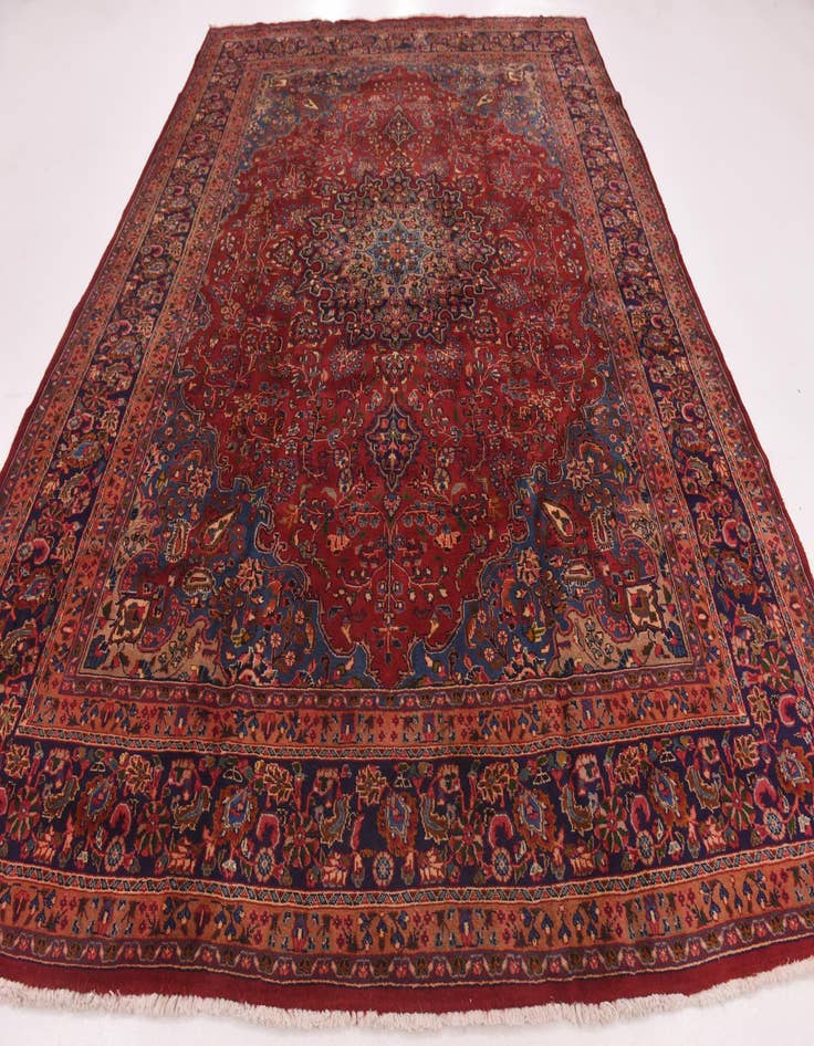 Detail image of 9' 8 x 12' 9 Hand Knotted Mashad Persian Wool Rug