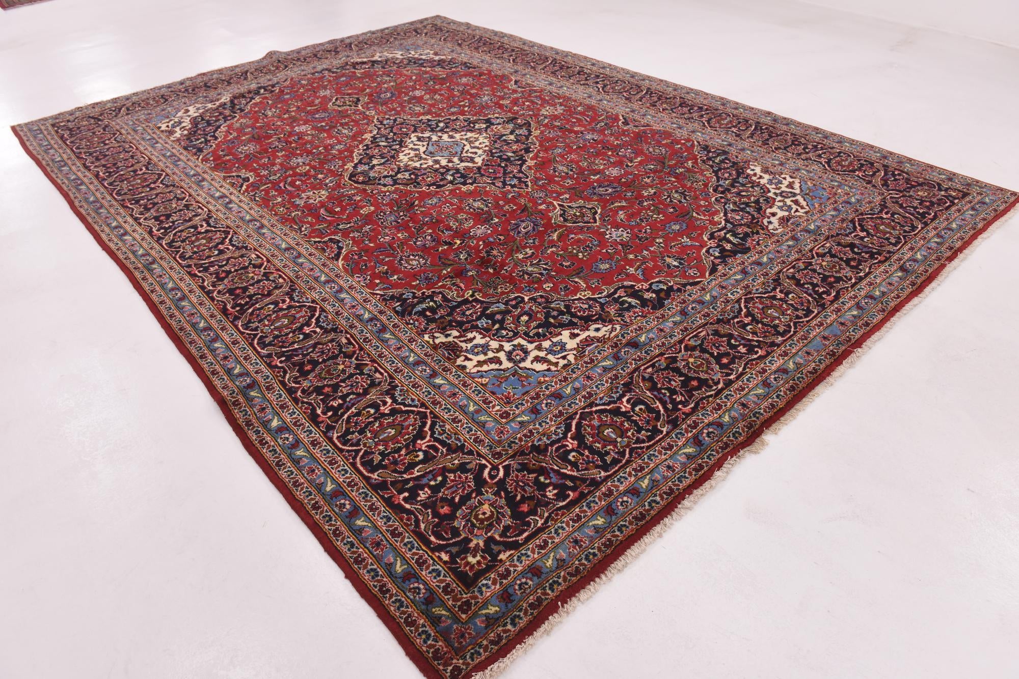 9' 8 x 13' 5 Hand Knotted Mashad Persian Wool Rug