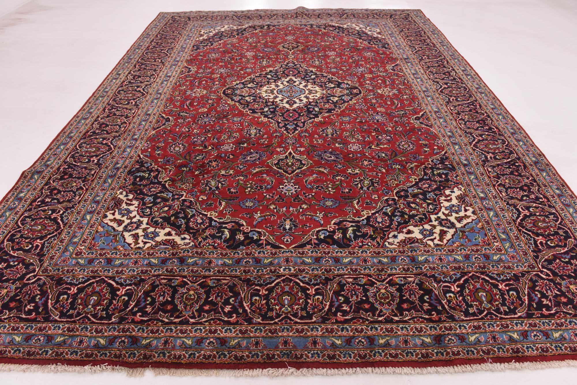 9' 8 x 13' 5 Hand Knotted Mashad Persian Wool Rug