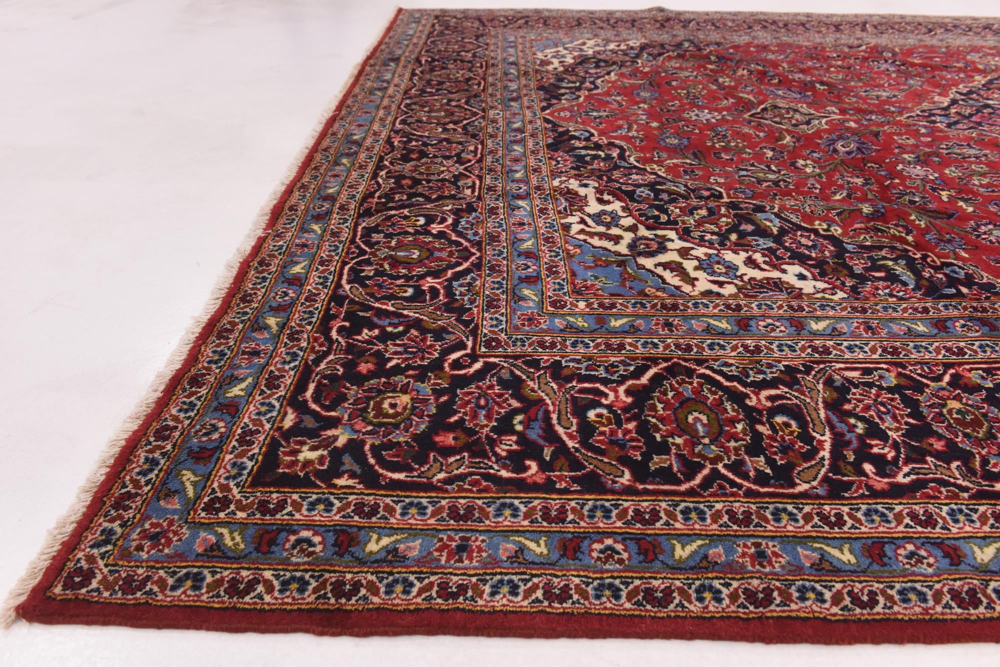 9' 8 x 13' 5 Hand Knotted Mashad Persian Wool Rug