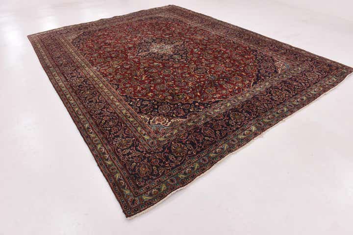 9' 9 x 12' 6 Hand Knotted Mashad Persian Wool Rug