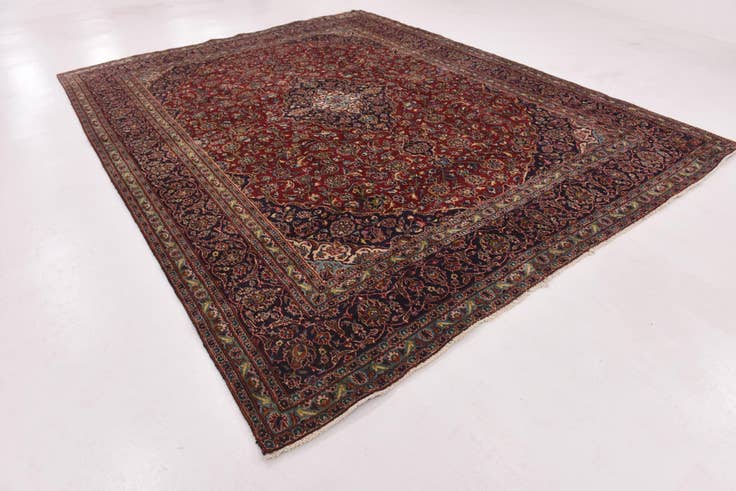 Detail image of 9' 9 x 12' 6 Hand Knotted Mashad Persian Wool Rug