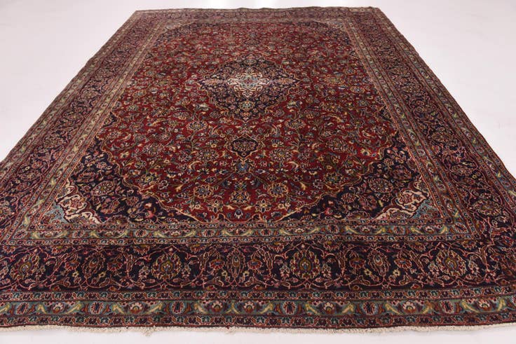 Detail image of 9' 9 x 12' 6 Hand Knotted Mashad Persian Wool Rug