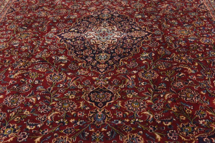 Detail image of 9' 9 x 12' 6 Hand Knotted Mashad Persian Wool Rug