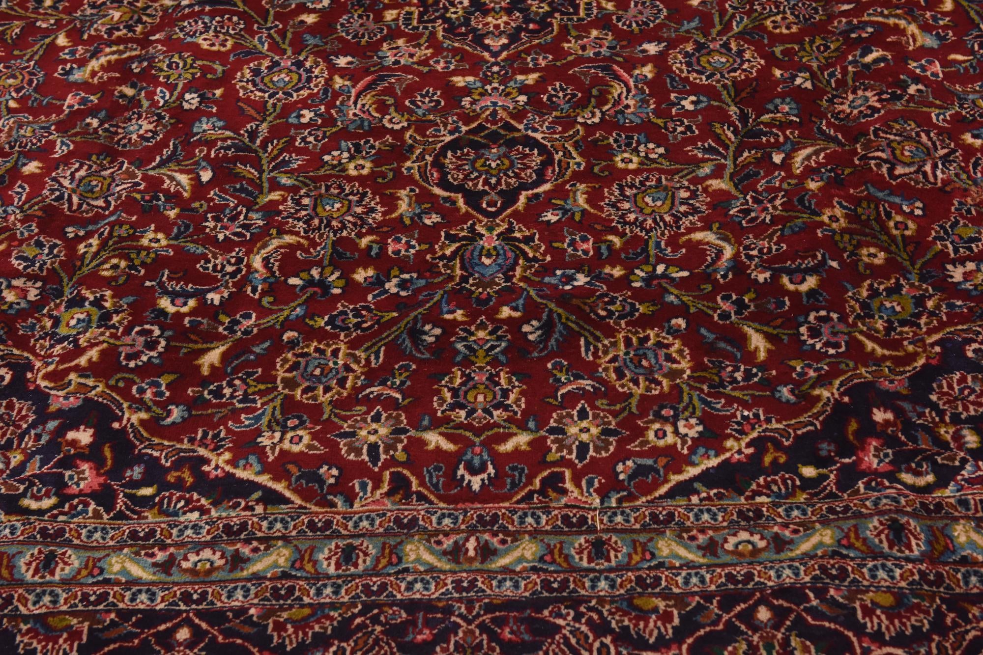 9' 9 x 12' 6 Hand Knotted Mashad Persian Wool Rug