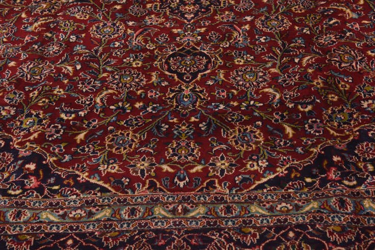 Detail image of 9' 9 x 12' 6 Hand Knotted Mashad Persian Wool Rug