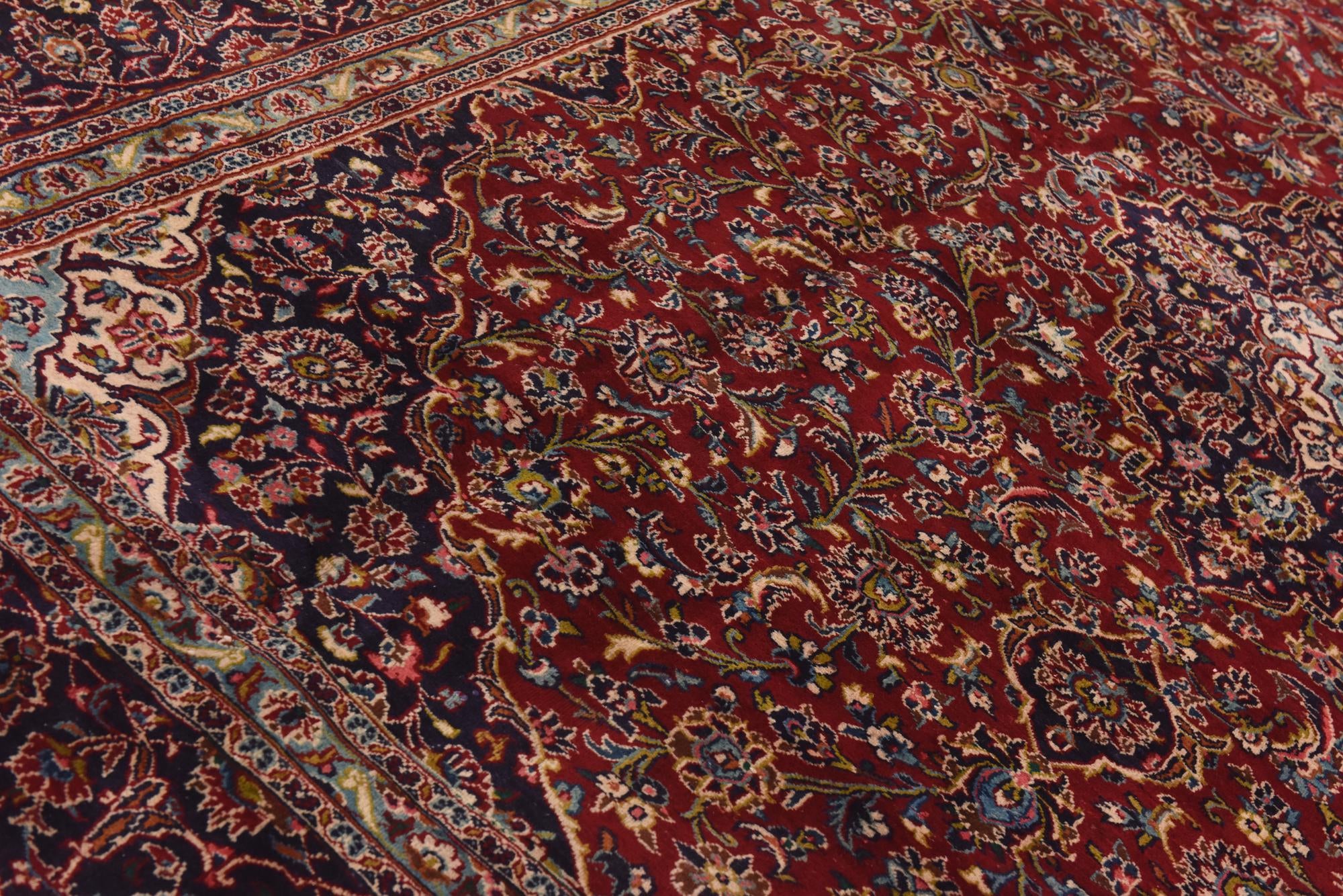 9' 9 x 12' 6 Hand Knotted Mashad Persian Wool Rug