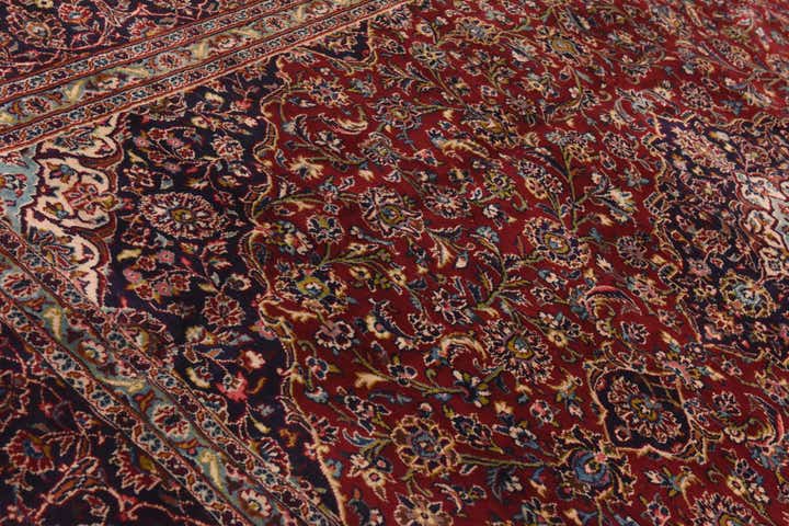 9' 9 x 12' 6 Hand Knotted Mashad Persian Wool Rug