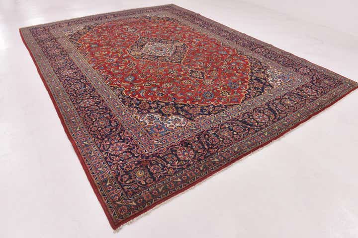 9' 8 x 13' 4 Hand Knotted Mashad Persian Wool Rug
