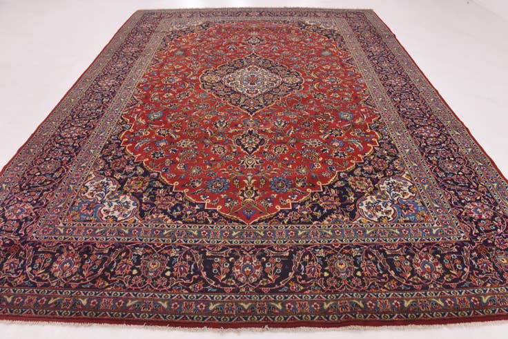 Detail image of 9' 8 x 13' 4 Hand Knotted Mashad Persian Wool Rug