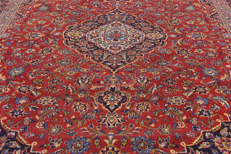 Detail image of 9' 8 x 13' 4 Hand Knotted Mashad Persian Wool Rug