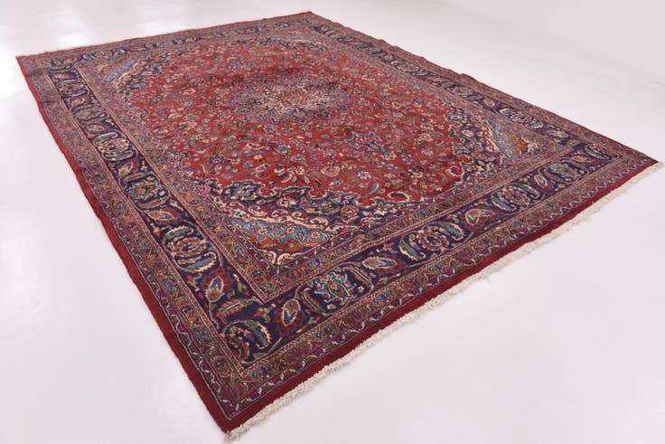 Detail image of 9' 9 x 12' 9 Hand Knotted Mashad Persian Wool Rug