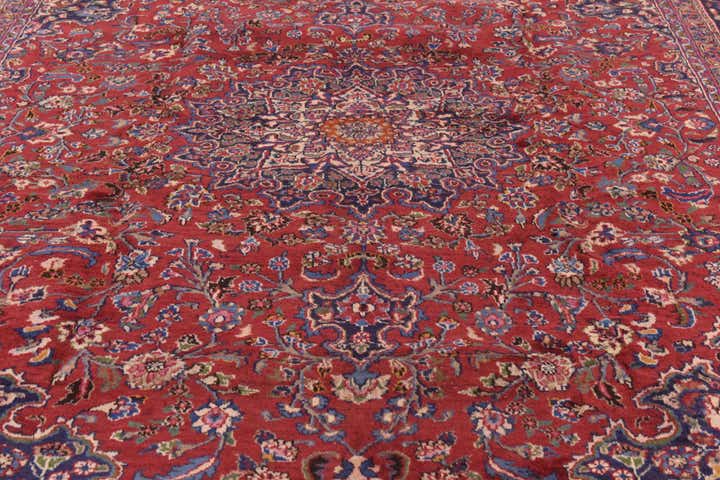 9' 9 x 12' 9 Hand Knotted Mashad Persian Wool Rug