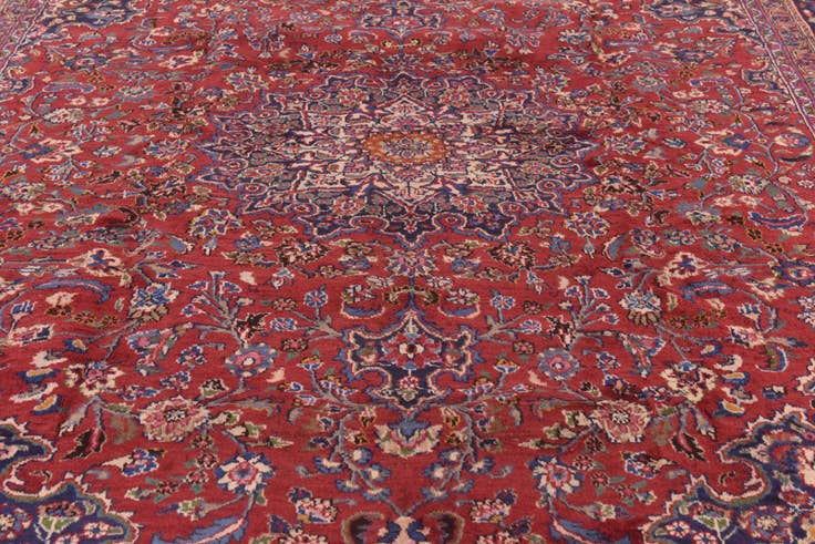 Detail image of 9' 9 x 12' 9 Hand Knotted Mashad Persian Wool Rug
