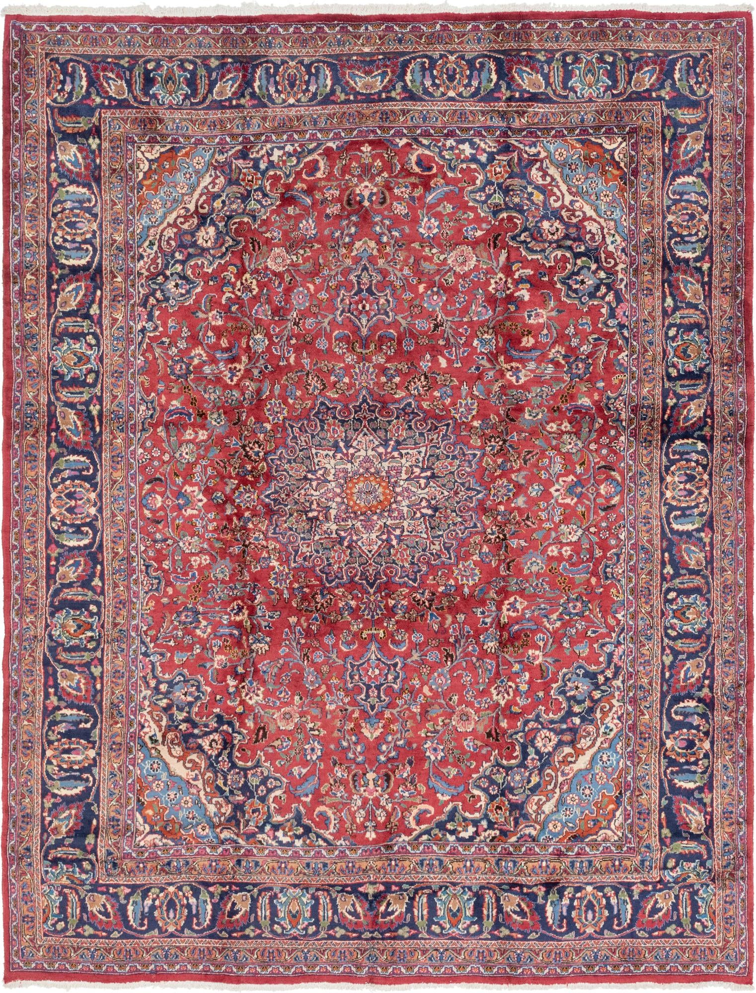 9' 9 x 12' 9 Hand Knotted Mashad Persian Wool Rug
