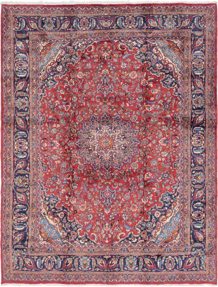 9' 9 x 12' 9 Hand Knotted Mashad Persian Wool Rug