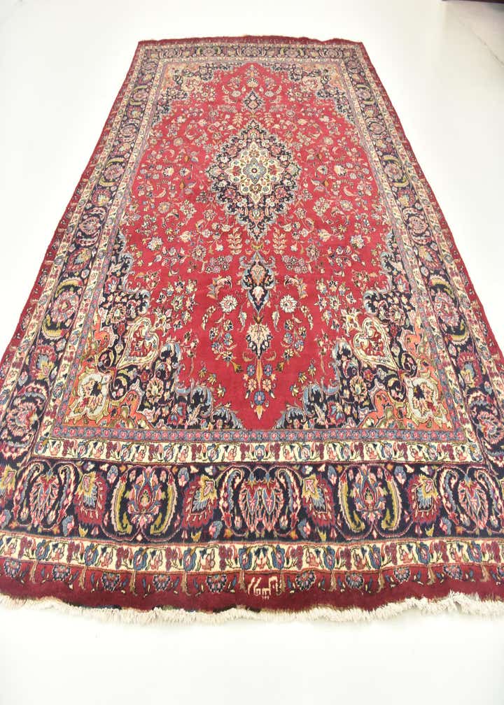 9' 8 x 13' Hand Knotted Mashad Persian Wool Rug