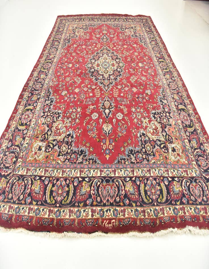 Detail image of 9' 8 x 13' Hand Knotted Mashad Persian Wool Rug