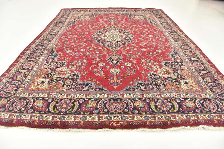 9' 8 x 13' Hand Knotted Mashad Persian Wool Rug