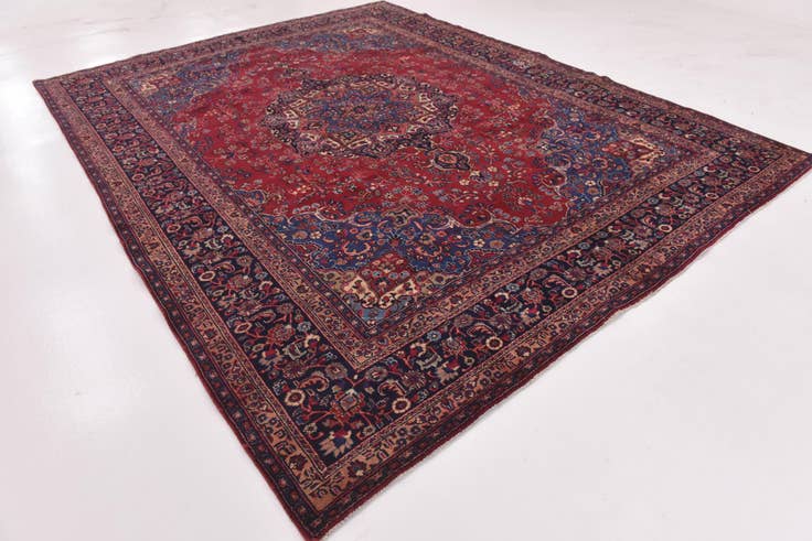 Detail image of 9' 7 x 12' 7 Hand Knotted Mashad Persian Wool Rug