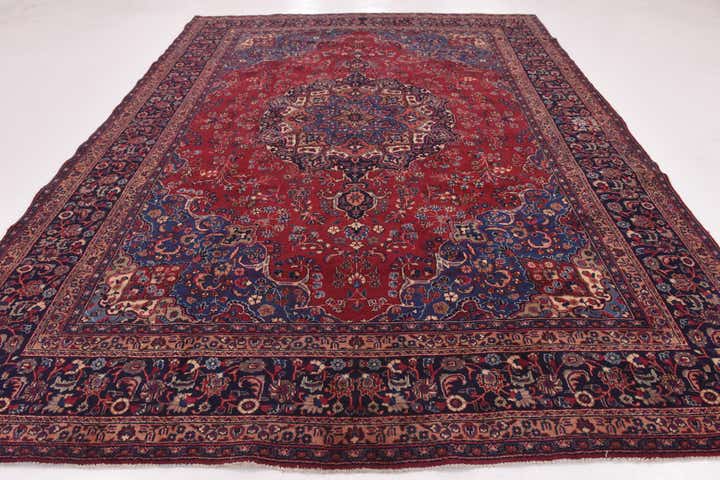 9' 7 x 12' 7 Hand Knotted Mashad Persian Wool Rug