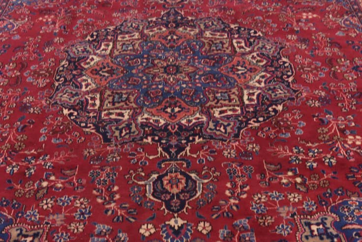 Detail image of 9' 7 x 12' 7 Hand Knotted Mashad Persian Wool Rug