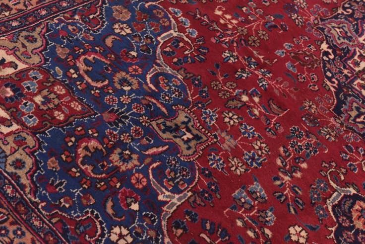 Detail image of 9' 7 x 12' 7 Hand Knotted Mashad Persian Wool Rug