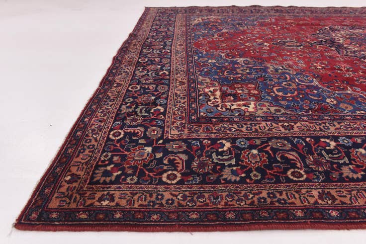 Detail image of 9' 7 x 12' 7 Hand Knotted Mashad Persian Wool Rug