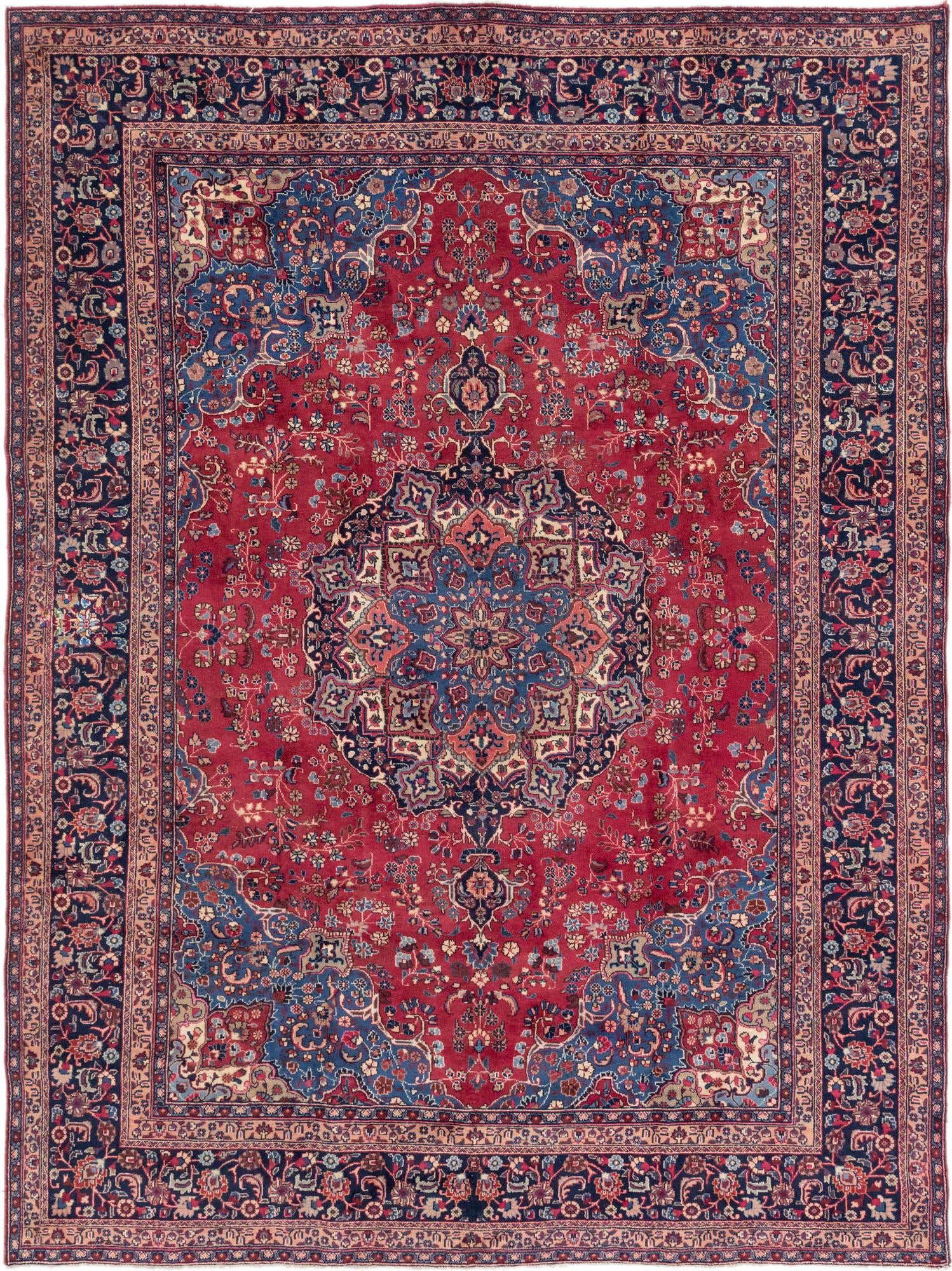 9' 7 x 12' 7 Hand Knotted Mashad Persian Wool Rug