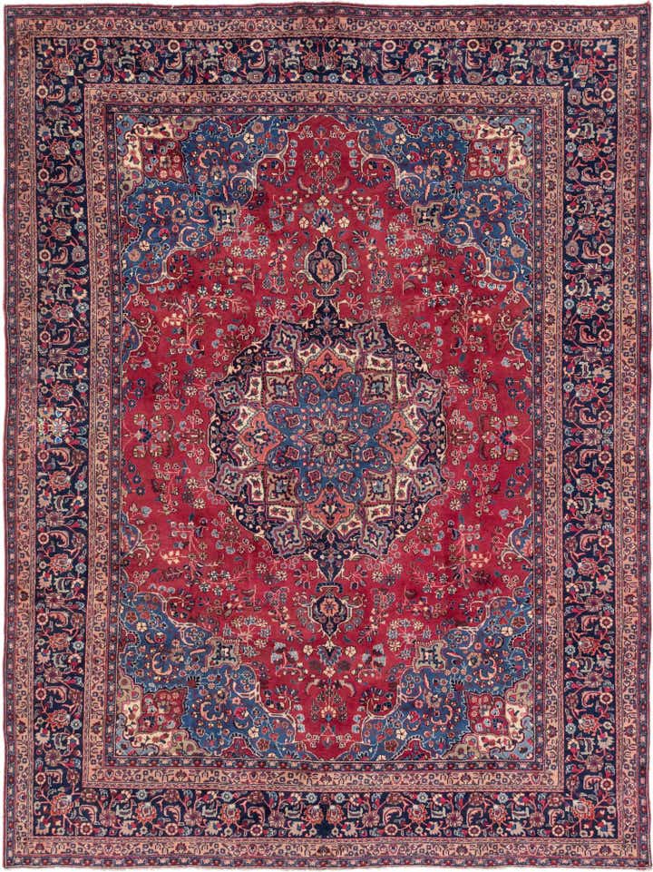 9' 7 x 12' 7 Hand Knotted Mashad Persian Wool Rug