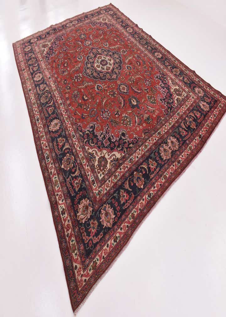 9' 9 x 12' 10 Hand Knotted Mashad Persian Wool Rug
