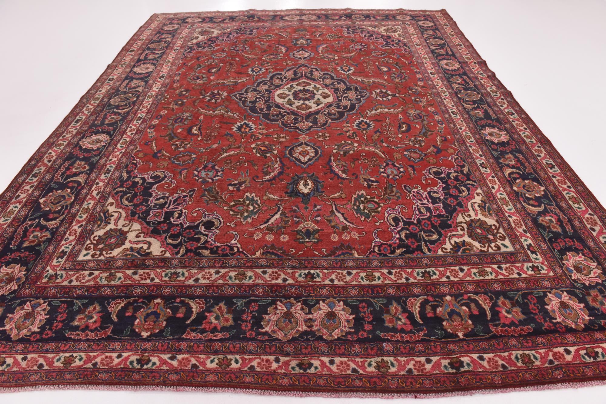 9' 9 x 12' 10 Hand Knotted Mashad Persian Wool Rug
