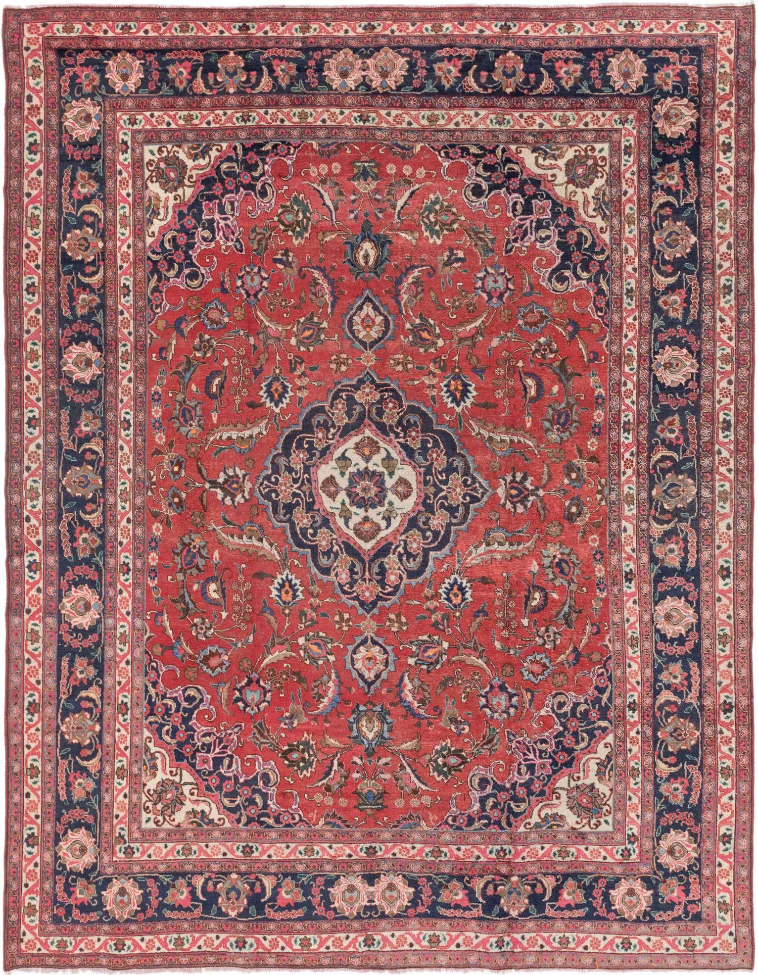 9' 9 x 12' 10 Hand Knotted Mashad Persian Wool Rug