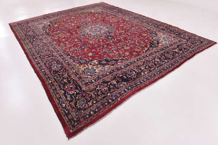 9' 9 x 12' 8 Hand Knotted Mashad Persian Wool Rug