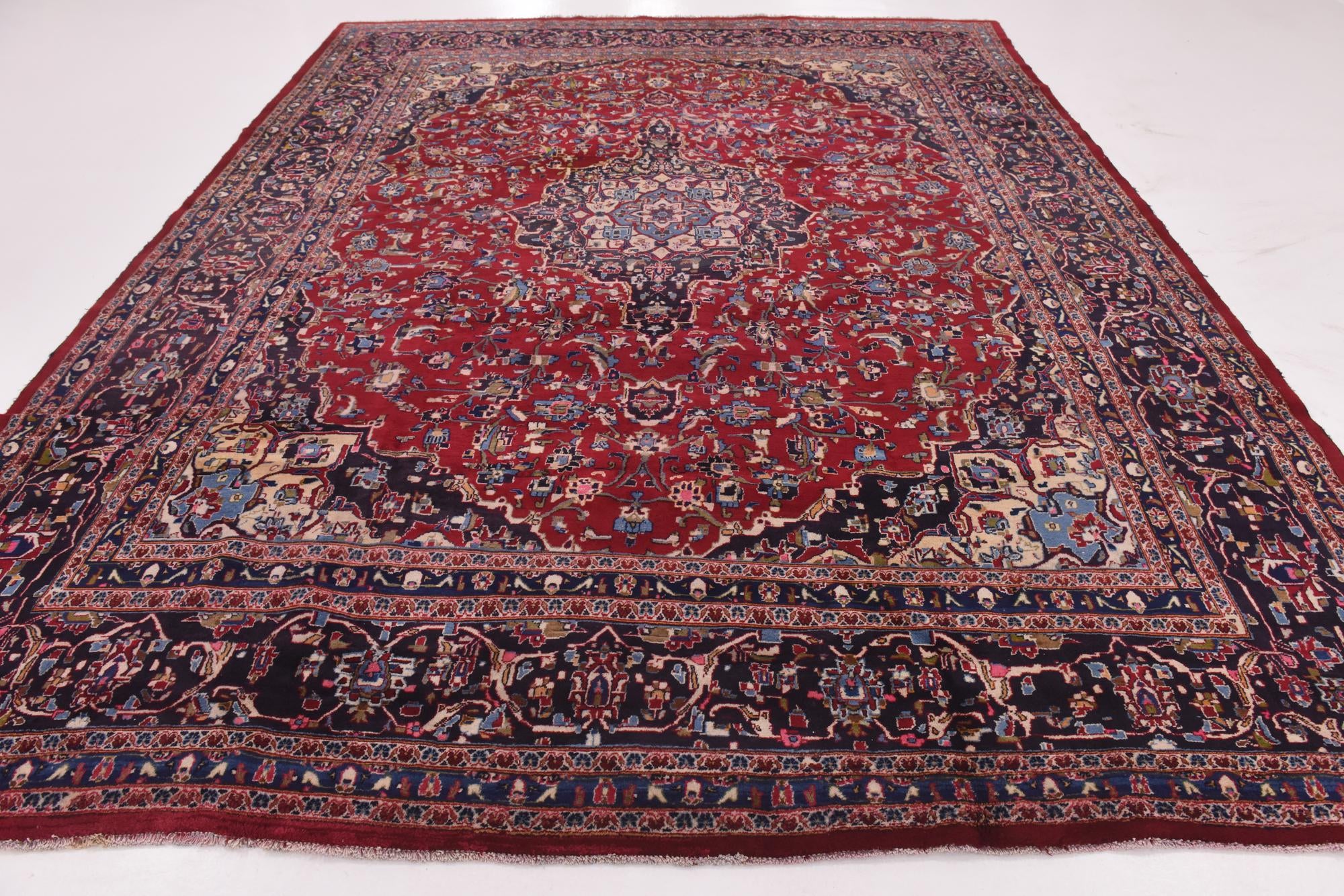 9' 9 x 12' 8 Hand Knotted Mashad Persian Wool Rug