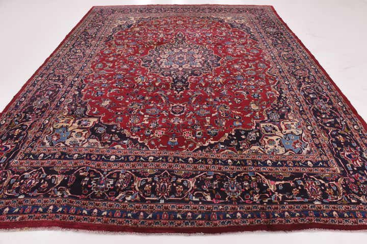 9' 9 x 12' 8 Hand Knotted Mashad Persian Wool Rug
